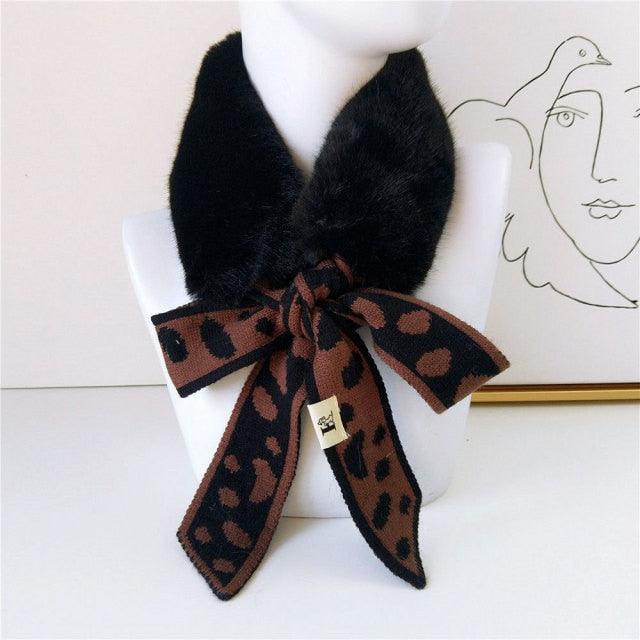 New Autumn Winter Fashion Soft Faux Fur Crochet Knitted Neck Warmer Elastic Neck Gaiter Head Wrap Lightweight Scarf Collar Neck Elegant Warmer Scarves for Women