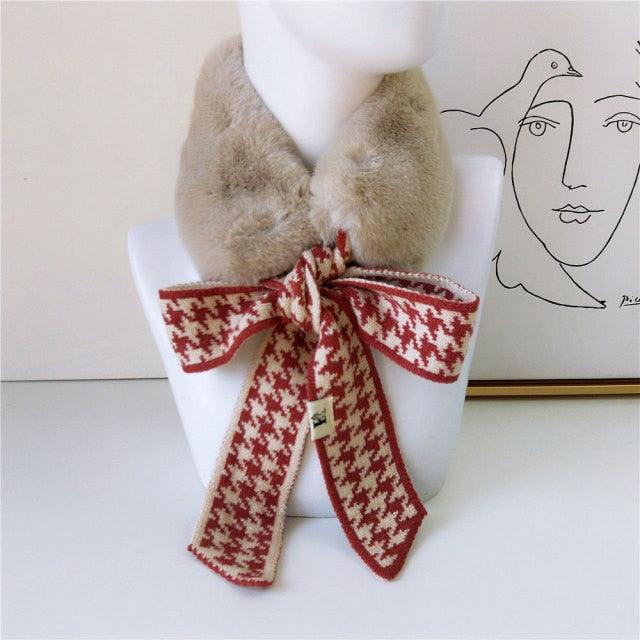 New Autumn Winter Fashion Soft Faux Fur Crochet Knitted Neck Warmer Elastic Neck Gaiter Head Wrap Lightweight Scarf Collar Neck Elegant Warmer Scarves for Women