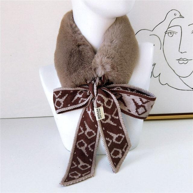 New Autumn Winter Fashion Soft Faux Fur Crochet Knitted Neck Warmer Elastic Neck Gaiter Head Wrap Lightweight Scarf Collar Neck Elegant Warmer Scarves for Women