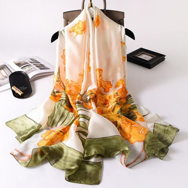 New Brand Designer Luxury Winter Long Silk Scarf Shawls Wraps Print Cotton Scarf Stylish Head Wraps Scarves Hijabs Neck Scarves Lady Hijab For Female