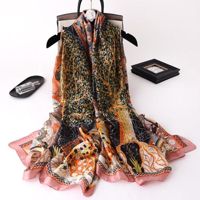 New Brand Designer Luxury Winter Long Silk Scarf Shawls Wraps Print Cotton Scarf Stylish Head Wraps Scarves Hijabs Neck Scarves Lady Hijab For Female