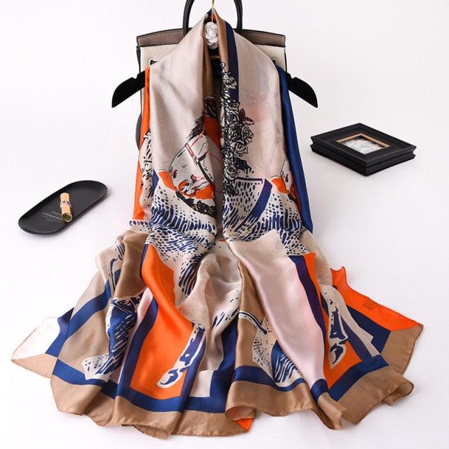 New Brand Designer Luxury Winter Long Silk Scarf Shawls Wraps Print Cotton Scarf Stylish Head Wraps Scarves Hijabs Neck Scarves Lady Hijab For Female