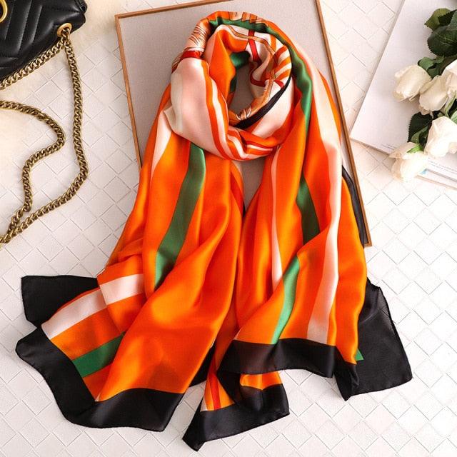 New Brand Designer Luxury Winter Long Silk Scarf Shawls Wraps Print Cotton Scarf Stylish Head Wraps Scarves Hijabs Neck Scarves Lady Hijab For Female
