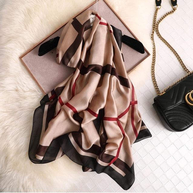 New Brand Designer Luxury Winter Long Silk Scarf Shawls Wraps Print Cotton Scarf Stylish Head Wraps Scarves Hijabs Neck Scarves Lady Hijab For Female