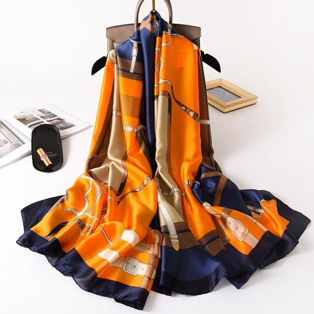 New Brand Designer Luxury Winter Long Silk Scarf Shawls Wraps Print Cotton Scarf Stylish Head Wraps Scarves Hijabs Neck Scarves Lady Hijab For Female