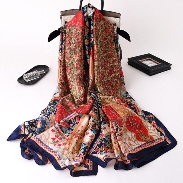 New Brand Designer Luxury Winter Long Silk Scarf Shawls Wraps Print Cotton Scarf Stylish Head Wraps Scarves Hijabs Neck Scarves Lady Hijab For Female