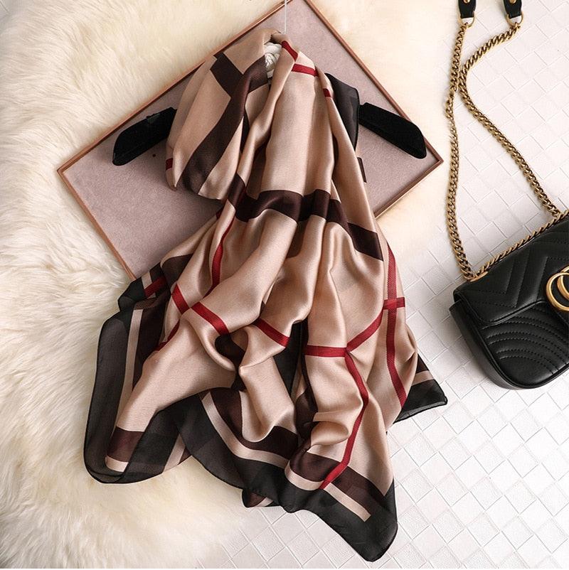 New Brand Designer Luxury Winter Long Silk Scarf Shawls Wraps Print Cotton Scarf Stylish Head Wraps Scarves Hijabs Neck Scarves Lady Hijab For Female