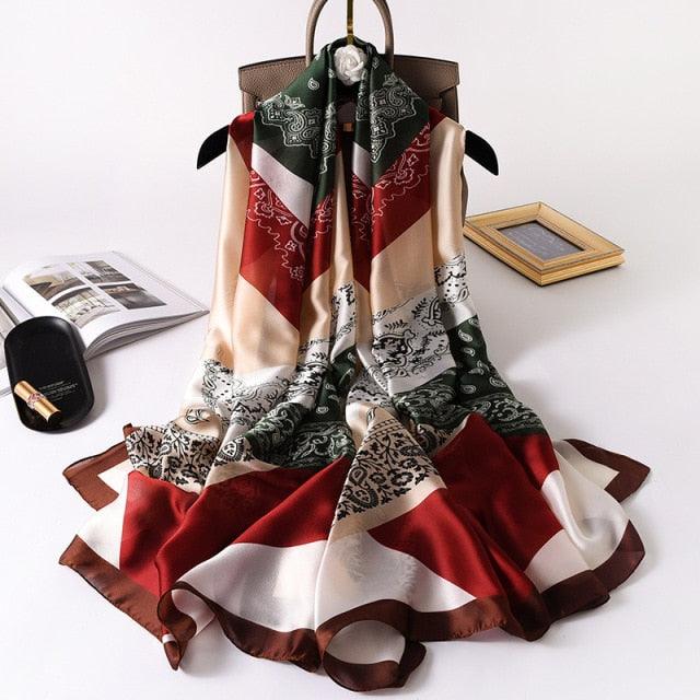 New Brand Designer Luxury Winter Long Silk Scarf Shawls Wraps Print Cotton Scarf Stylish Head Wraps Scarves Hijabs Neck Scarves Lady Hijab For Female