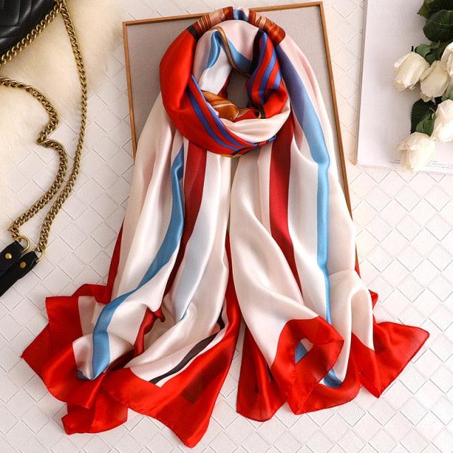 New Brand Designer Luxury Winter Long Silk Scarf Shawls Wraps Print Cotton Scarf Stylish Head Wraps Scarves Hijabs Neck Scarves Lady Hijab For Female