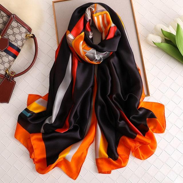 New Brand Designer Luxury Winter Long Silk Scarf Shawls Wraps Print Cotton Scarf Stylish Head Wraps Scarves Hijabs Neck Scarves Lady Hijab For Female
