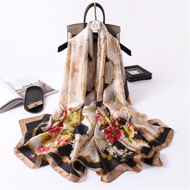 New Brand Designer Luxury Winter Long Silk Scarf Shawls Wraps Print Cotton Scarf Stylish Head Wraps Scarves Hijabs Neck Scarves Lady Hijab For Female