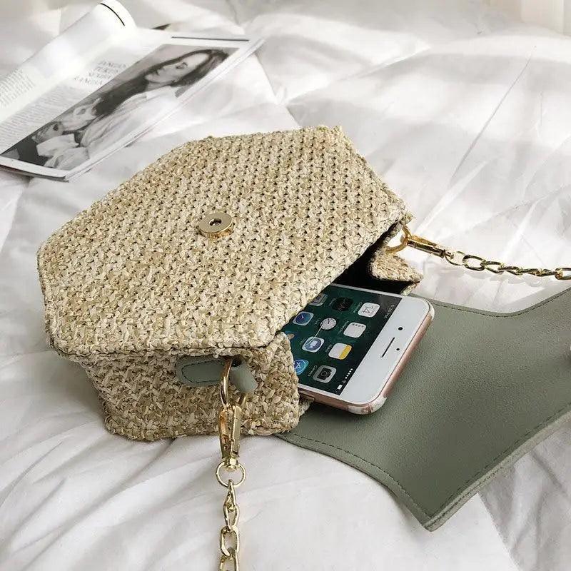 New Famous Mulit Style Straw+leather Handba For Women And Girls New Fashion Summer Bag Handmade Woven Beach Circle Shoulder Bag