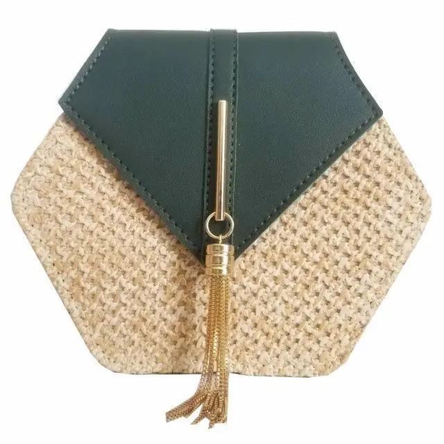 New Famous Mulit Style Straw+leather Handba For Women And Girls New Fashion Summer Bag Handmade Woven Beach Circle Shoulder Bag