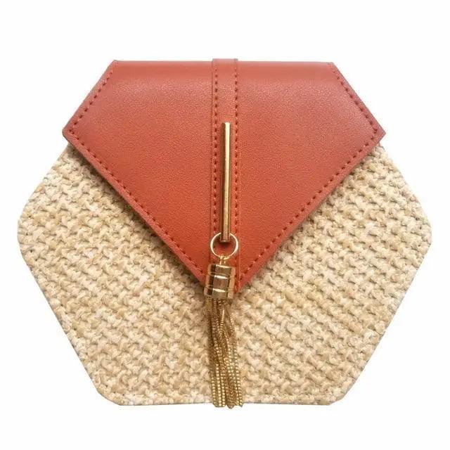 New Famous Mulit Style Straw+leather Handba For Women And Girls New Fashion Summer Bag Handmade Woven Beach Circle Shoulder Bag