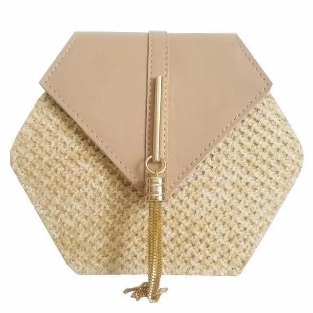 New Famous Mulit Style Straw+leather Handba For Women And Girls New Fashion Summer Bag Handmade Woven Beach Circle Shoulder Bag