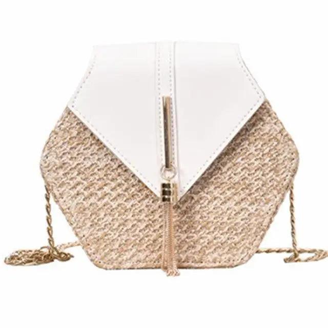 New Famous Mulit Style Straw+leather Handba For Women And Girls New Fashion Summer Bag Handmade Woven Beach Circle Shoulder Bag