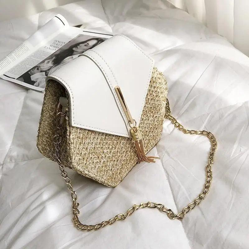 New Famous Mulit Style Straw+leather Handba For Women And Girls New Fashion Summer Bag Handmade Woven Beach Circle Shoulder Bag