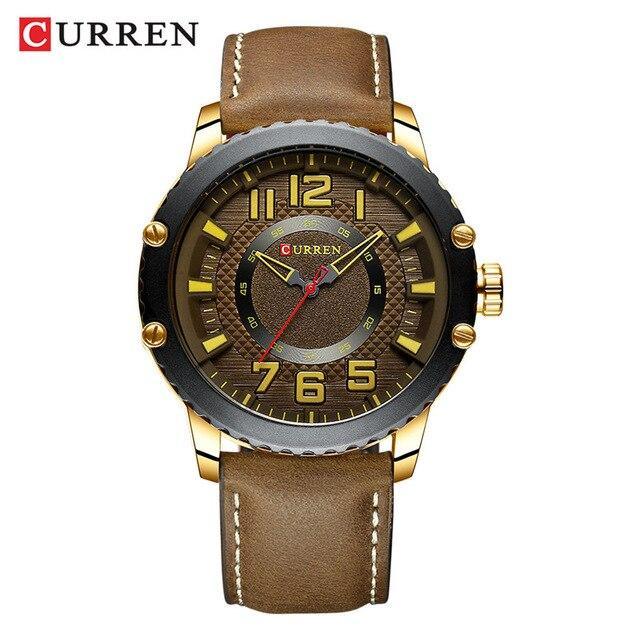Men's Waterproof Sport Watch With Leather Belts And Large Numbers Details Unique Design Perfect Gift