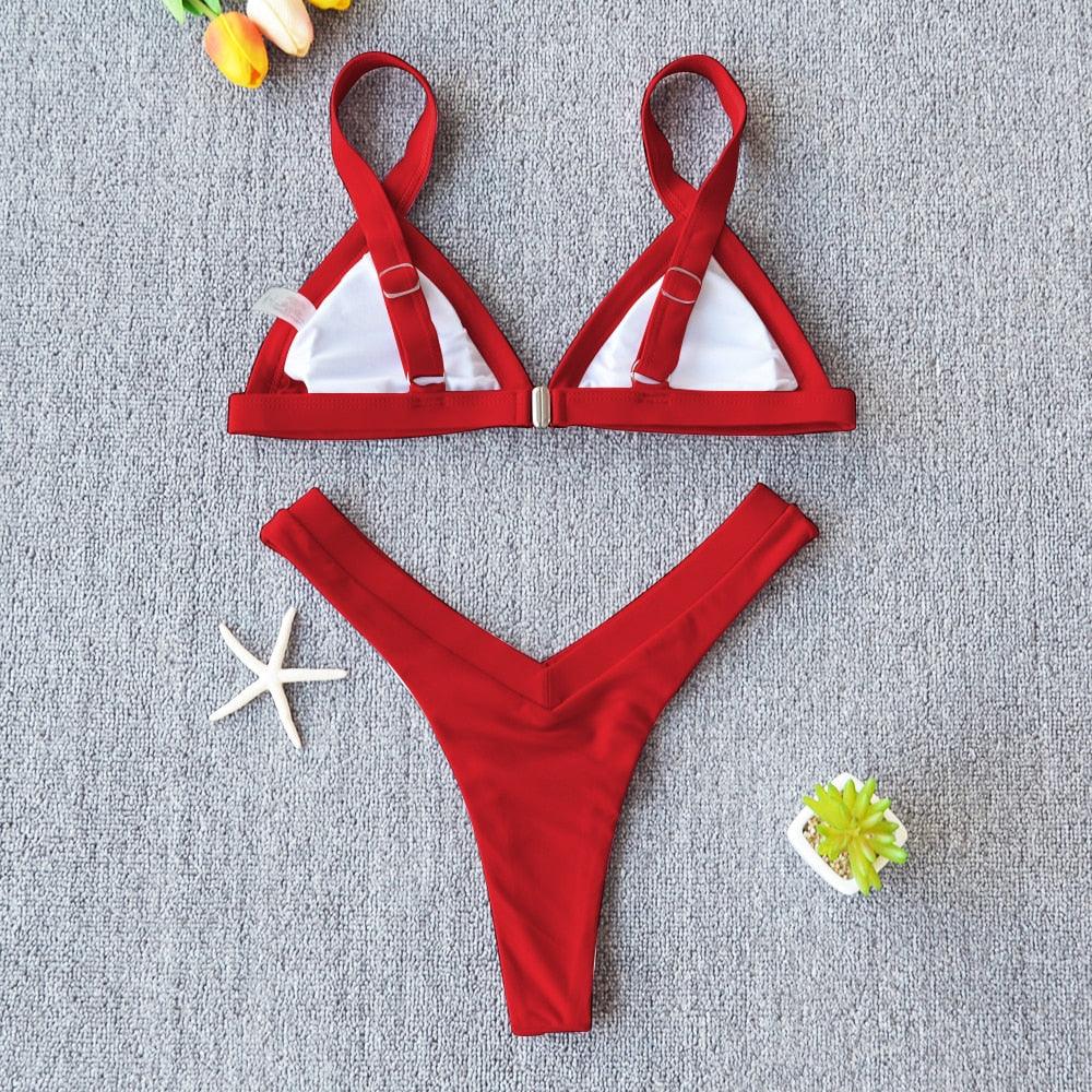 Bikini Solid Swimsuit Women Swimwear Push Up Bikini Set Patchwork Summer Beach Bathing Suit Swim Wear Halter Bikini Swimsuit Beach Swimming Traveling High Leg Bikini