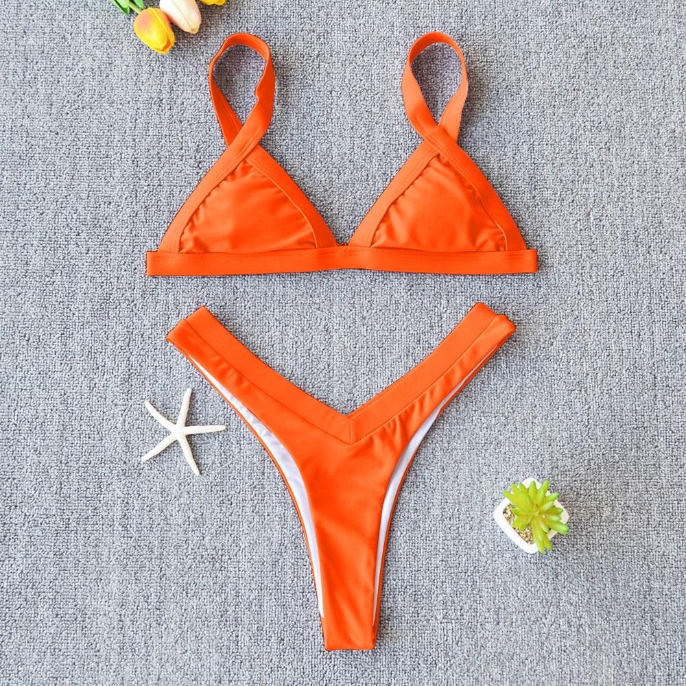 Bikini Solid Swimsuit Women Swimwear Push Up Bikini Set Patchwork Summer Beach Bathing Suit Swim Wear Halter Bikini Swimsuit Beach Swimming Traveling High Leg Bikini