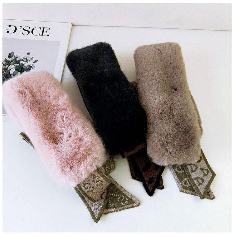 New Autumn Winter Fashion Soft Faux Fur Crochet Knitted Neck Warmer Elastic Neck Gaiter Head Wrap Lightweight Scarf Collar Neck Elegant Warmer Scarves for Women