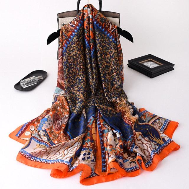 New Brand Designer Luxury Winter Long Silk Scarf Shawls Wraps Print Cotton Scarf Stylish Head Wraps Scarves Hijabs Neck Scarves Lady Hijab For Female