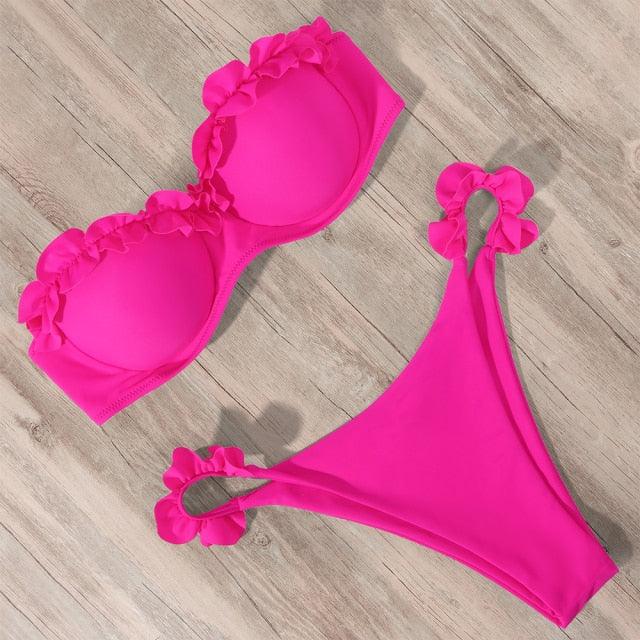 Bikini Swimwear Women Swimsuit Leopard Bikini Set Women's Halter Triangle Bikini Bottom Cheeky Two Piece Swimsuits Push Up Bathing Suit Female Summer Beach Wear
