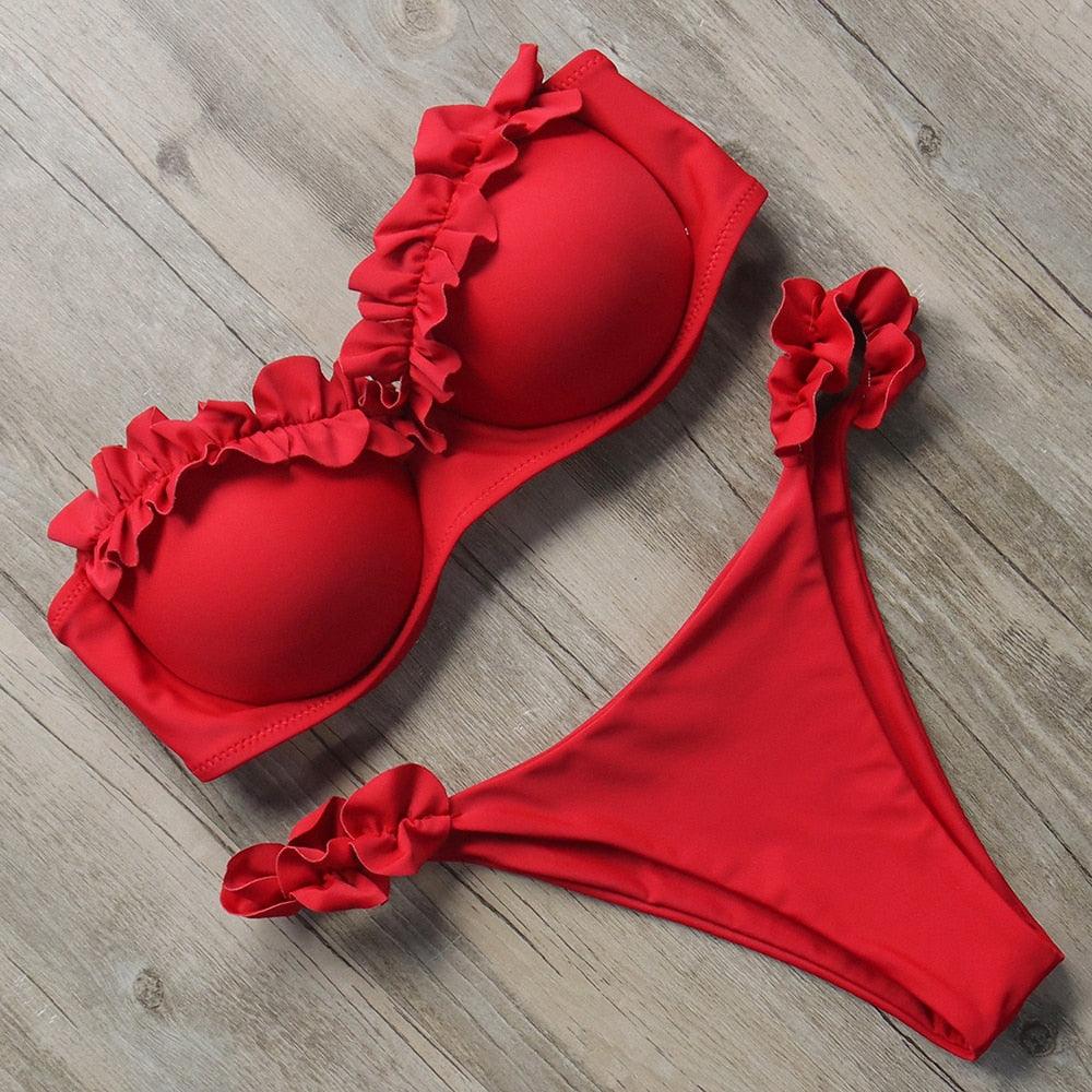 Bikini Swimwear Women Swimsuit Leopard Bikini Set Women's Halter Triangle Bikini Bottom Cheeky Two Piece Swimsuits Push Up Bathing Suit Female Summer Beach Wear