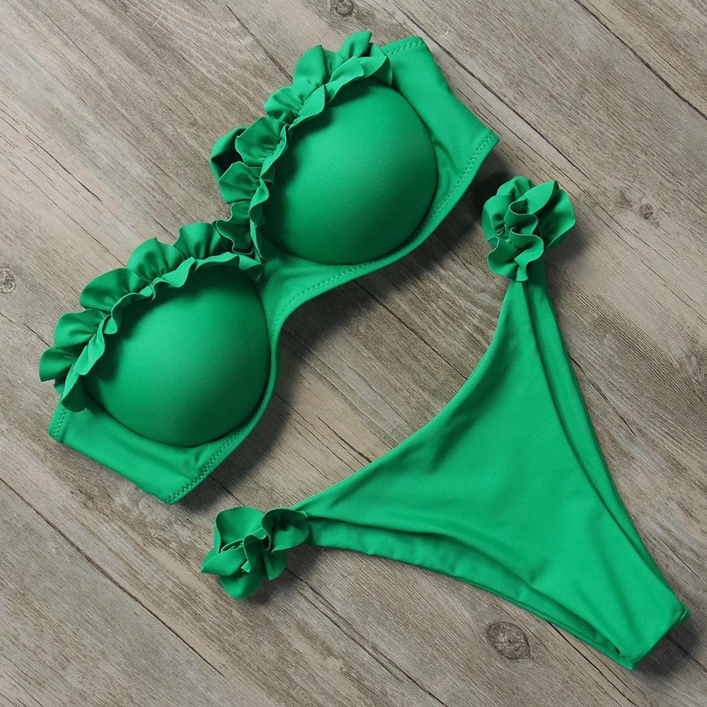 Bikini Swimwear Women Swimsuit Leopard Bikini Set Women's Halter Triangle Bikini Bottom Cheeky Two Piece Swimsuits Push Up Bathing Suit Female Summer Beach Wear