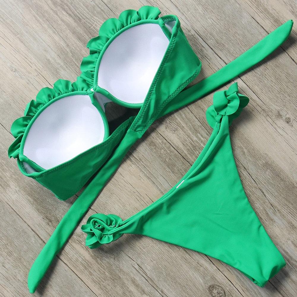 Bikini Swimwear Women Swimsuit Leopard Bikini Set Women's Halter Triangle Bikini Bottom Cheeky Two Piece Swimsuits Push Up Bathing Suit Female Summer Beach Wear