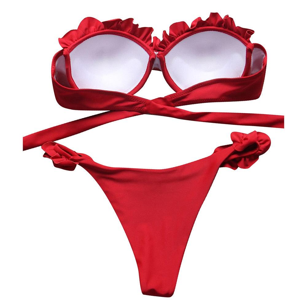 Bikini Swimwear Women Swimsuit Leopard Bikini Set Women's Halter Triangle Bikini Bottom Cheeky Two Piece Swimsuits Push Up Bathing Suit Female Summer Beach Wear