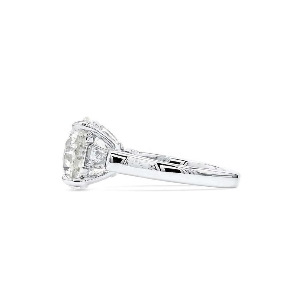 Round Three stone Ring Cubic Zirconia 14K Gold Ring | Diamond Veneer. 635R600K