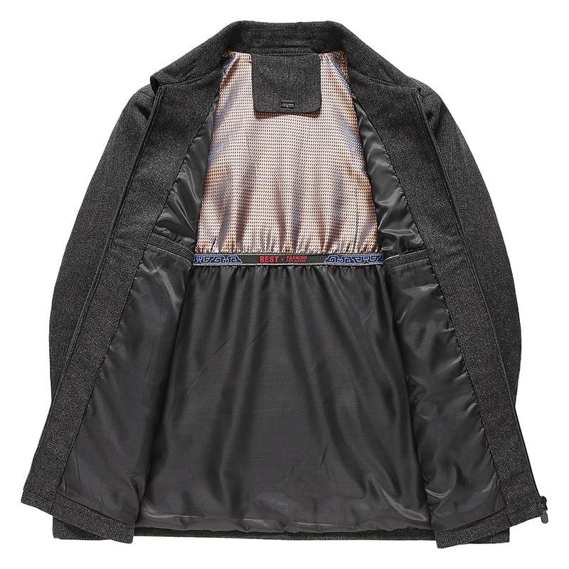 Simple Black Men Casual Jacket Luxury Fashion Autumn Winter Men Clothing Classic Jacket Solid Color Jacket Male Casual Outdoor Warm Lightweight Jackets