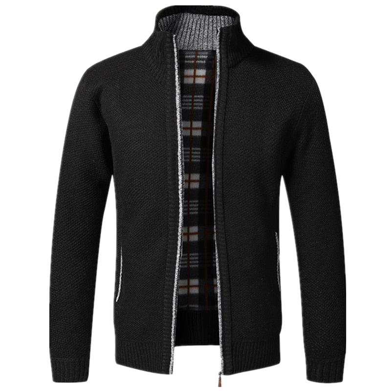 Simple Quality Autumn Winter New Men's Jacket Slim Fit Jacket Slim Fit Thick Sweaters Male Jacket Men Solid Cotton Thick Warm Sweater With Pockets Fashion Warm Cold Weather Classic Jacket
