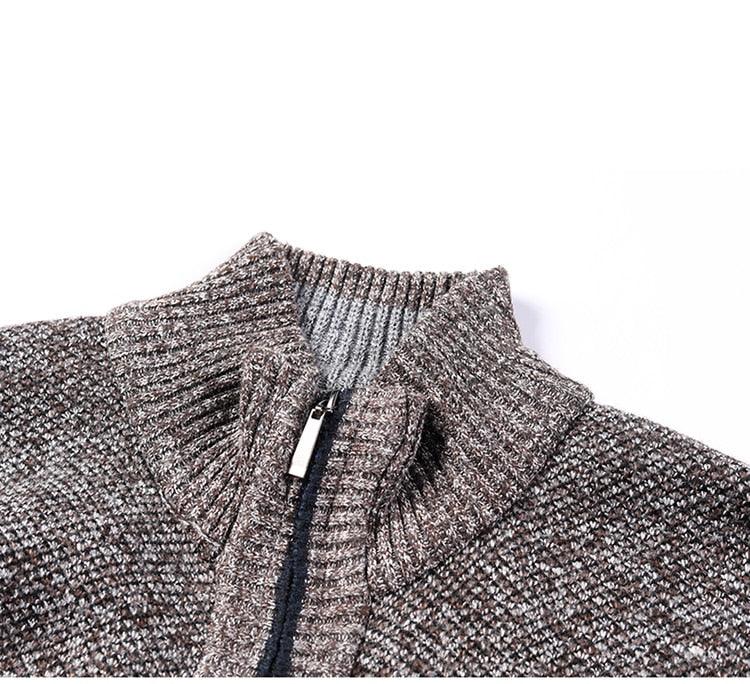 Simple Quality Autumn Winter New Men's Jacket Slim Fit Jacket Slim Fit Thick Sweaters Male Jacket Men Solid Cotton Thick Warm Sweater With Pockets Fashion Warm Cold Weather Classic Jacket