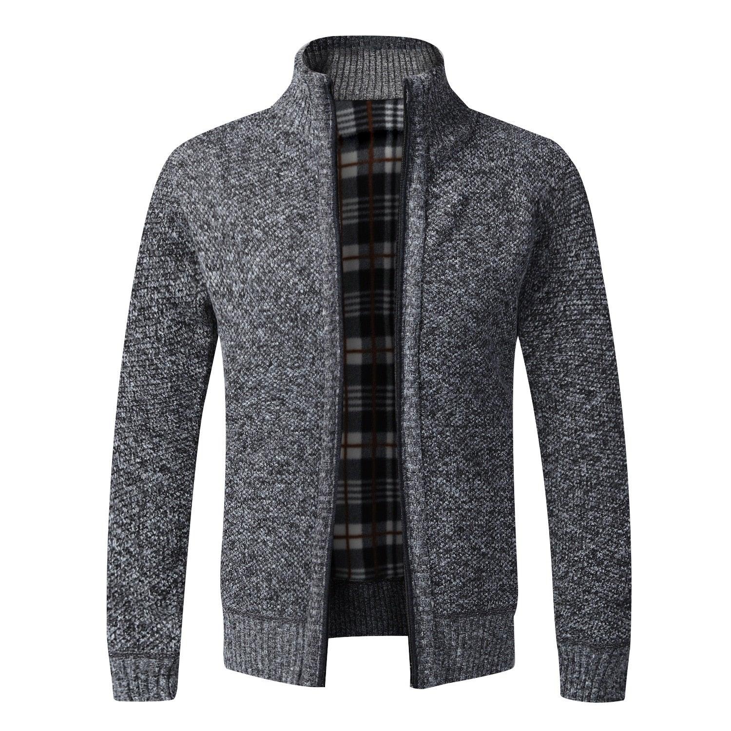 Simple Quality Autumn Winter New Men's Jacket Slim Fit Jacket Slim Fit Thick Sweaters Male Jacket Men Solid Cotton Thick Warm Sweater With Pockets Fashion Warm Cold Weather Classic Jacket