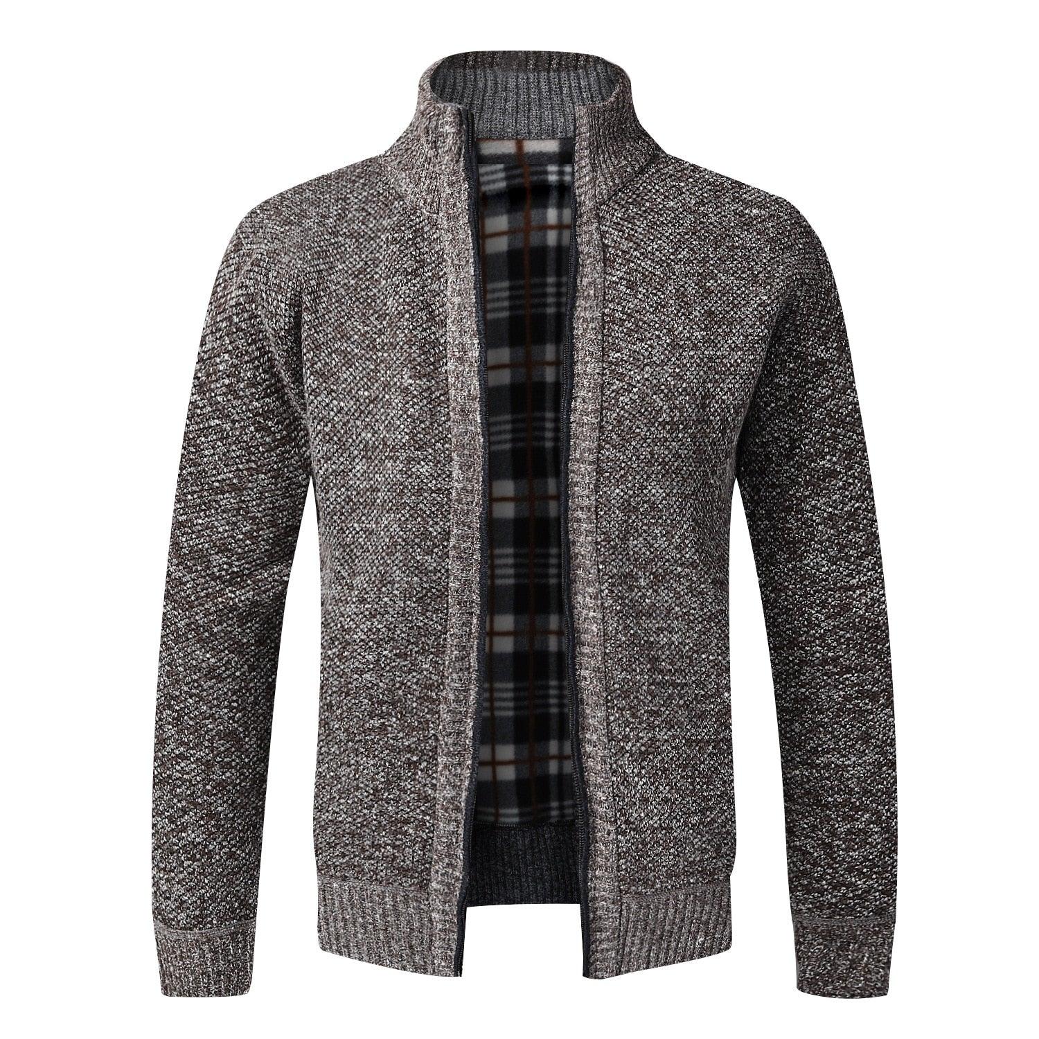 Simple Quality Autumn Winter New Men's Jacket Slim Fit Jacket Slim Fit Thick Sweaters Male Jacket Men Solid Cotton Thick Warm Sweater With Pockets Fashion Warm Cold Weather Classic Jacket