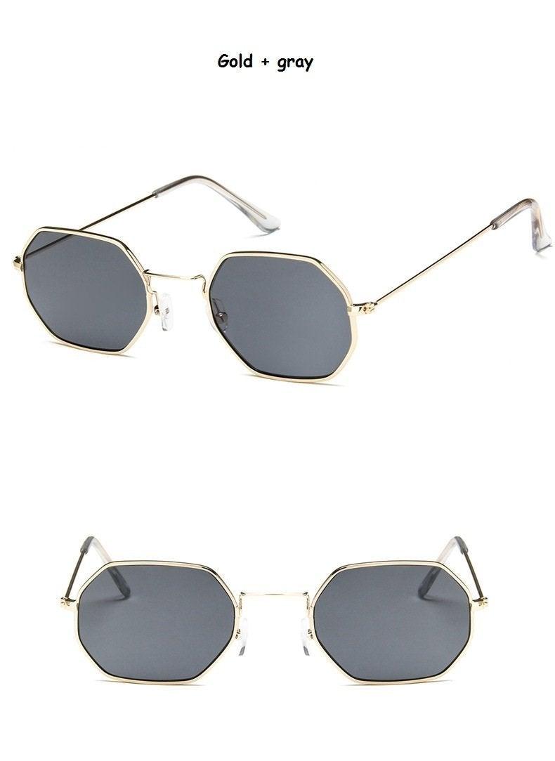 Stylish Hexagon Trendy Colorful Sunglasses For Women New Metal Luxury Summer Eyewear Women New Stainless Steel Lightweight Frame Cool Style Outdoor Travel UV Glasses
