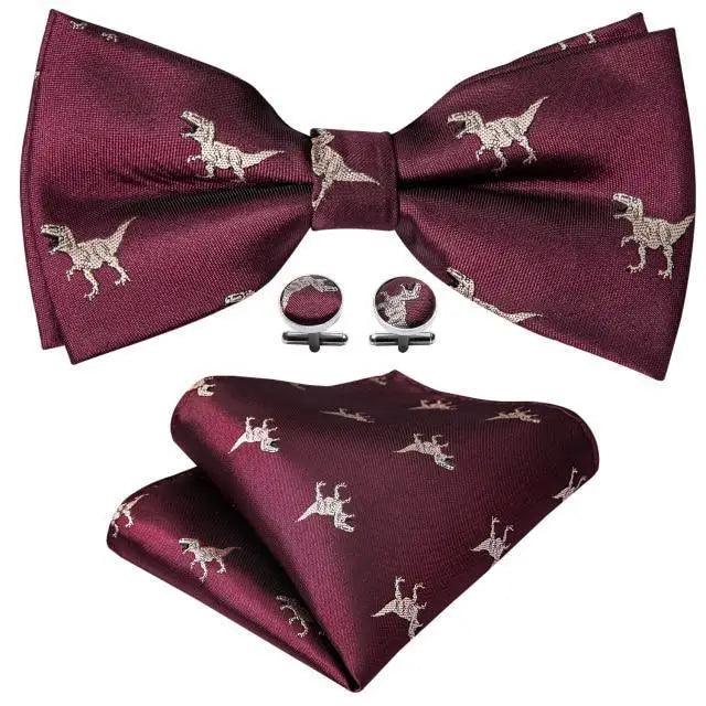 Trendy Patterned Silk Jacquard Plaid Bowtie With Pocket Square And Cufflinks Set For Men Unique Butterfly Party Wedding Casual Business Bowtie For Men