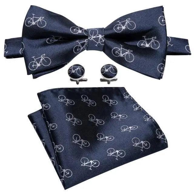 Trendy Patterned Silk Jacquard Plaid Bowtie With Pocket Square And Cufflinks Set For Men Unique Butterfly Party Wedding Casual Business Bowtie For Men