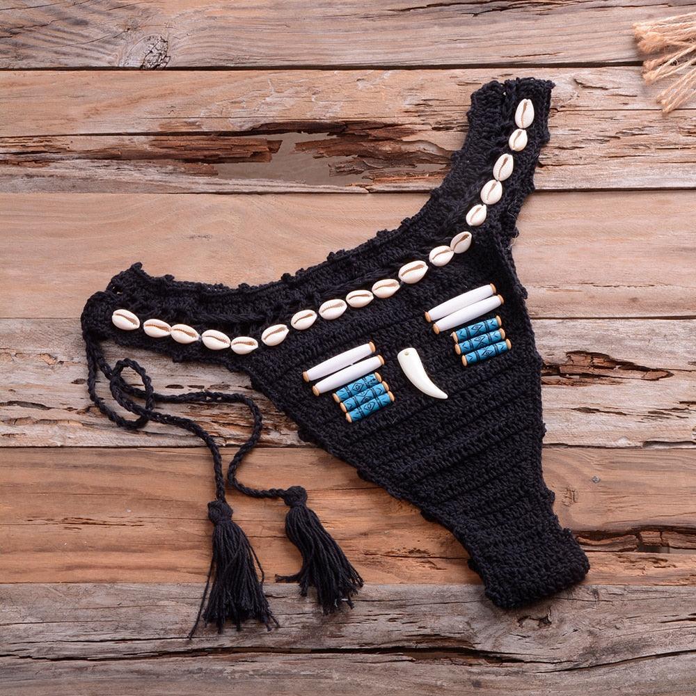 Vintage Blue Bikinis 2 Piece Halter Bikini Set Women High Waist Sequin Swimsuit Set Handmade Crochet High Quality Swimsuit Women Push Up Swimwear Knitted Beach Wear Bathing Suit