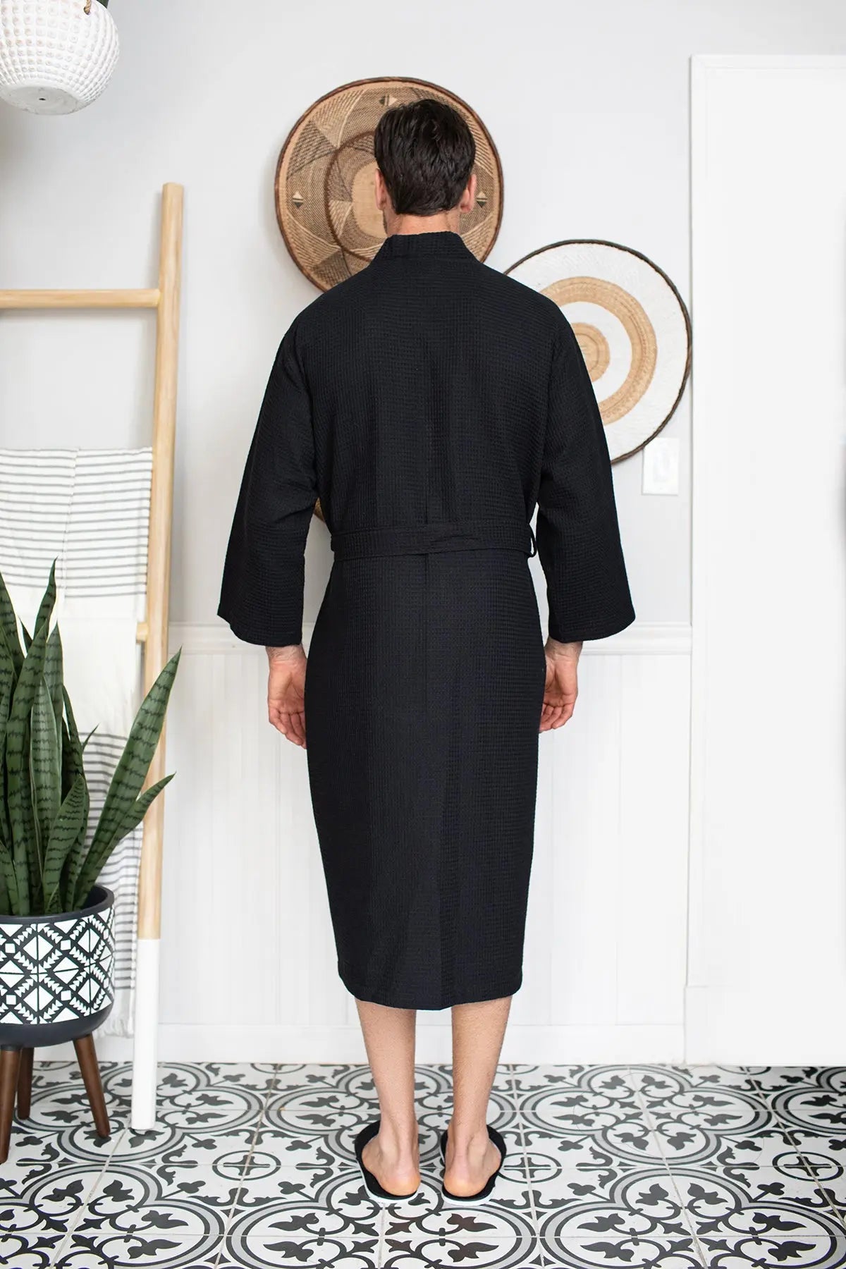 Waffle Spa Bathrobe for Men - Absorbent, Lightweight