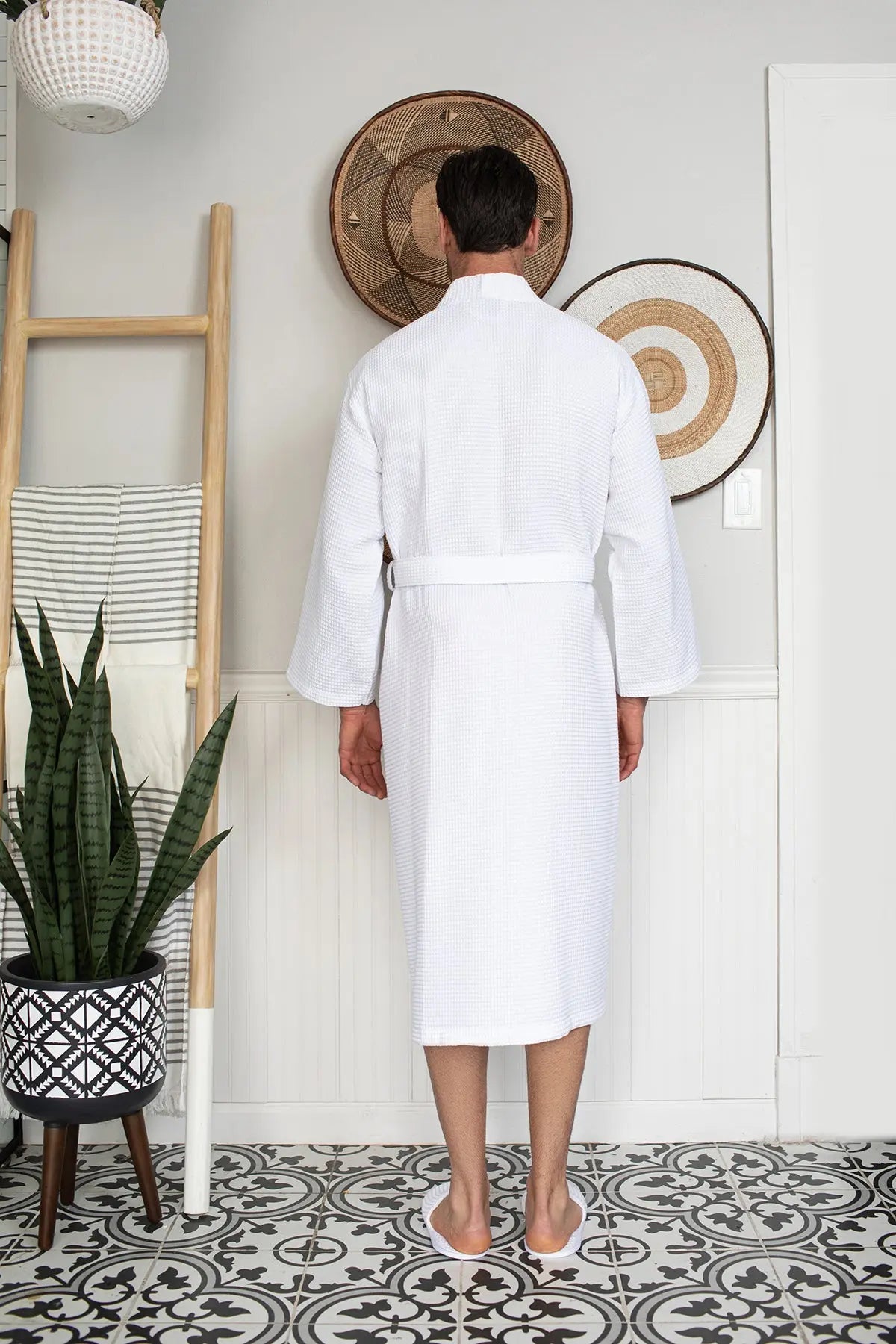 Waffle Spa Bathrobe for Men - Absorbent, Lightweight