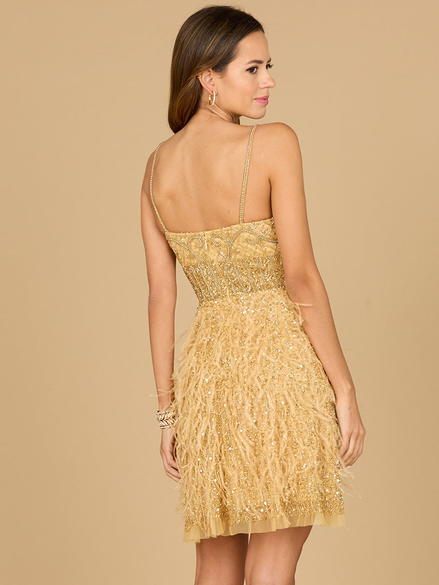 Beaded, Feather Cocktail Short