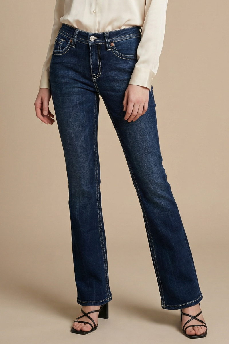 Stevie Tummy Control High Rise Slim Flare Jeans (Dark Wash)