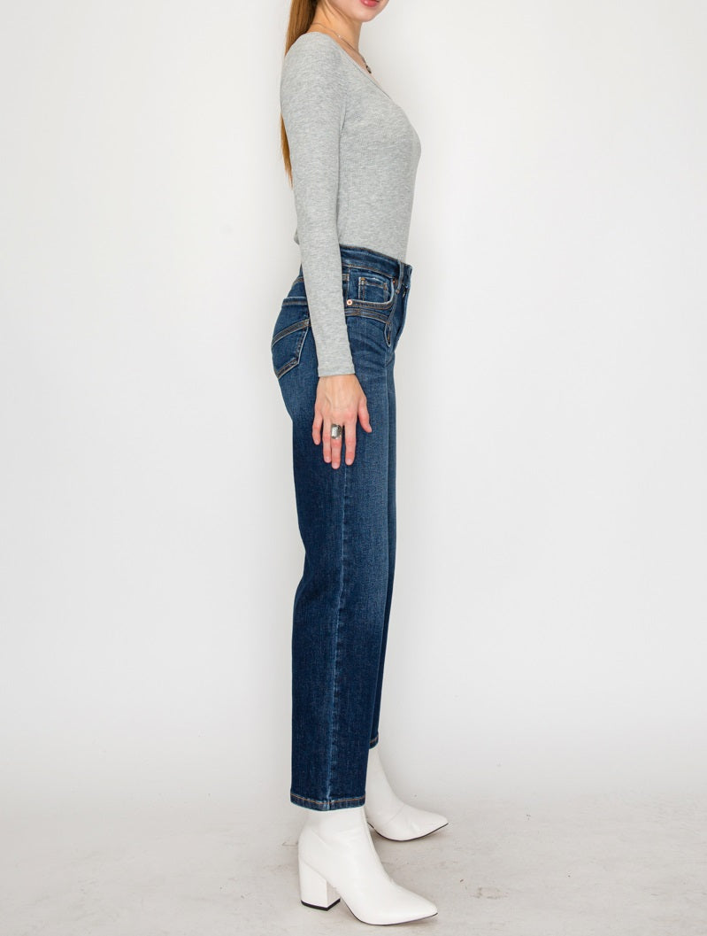 Tummy Control Western High Rise Straight Leg Jeans