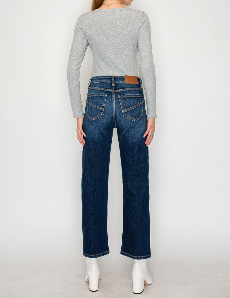 Tummy Control Western High Rise Straight Leg Jeans