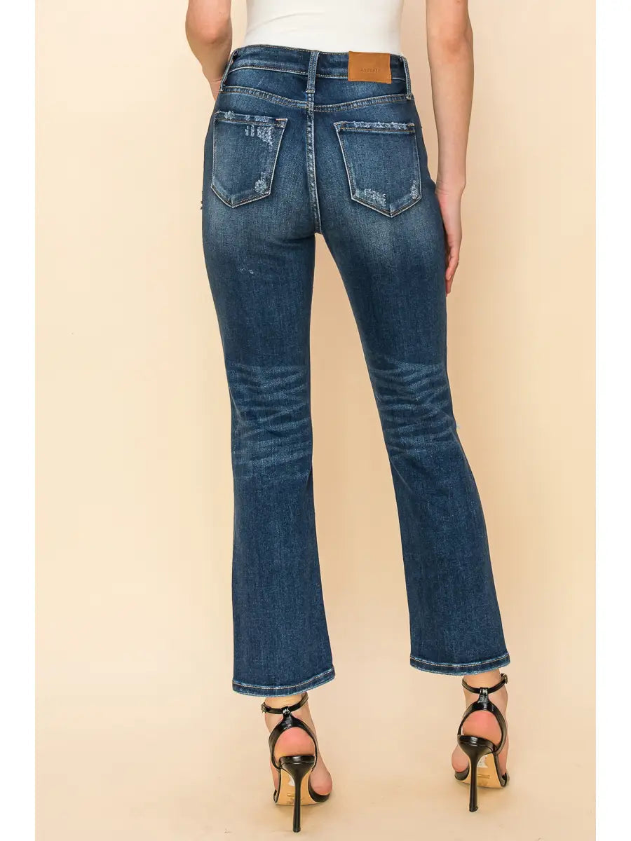 Ariel High Rise Stretch Distressed Straight Jeans