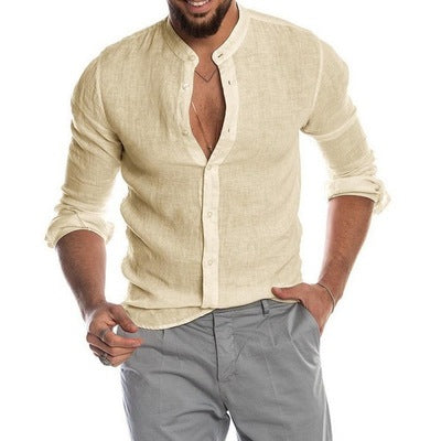 Cotton Linen Shirt Short Sleeve Casual Men's