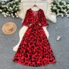 V-Neck Tunic Slim Casual Midi Dress